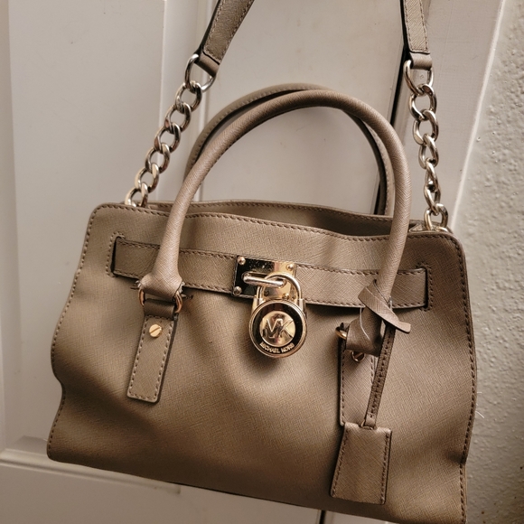 Michael Kors Hamilton  East West Satchel Leather Shoudler Bag Brown Luggage - Picture 9 of 16